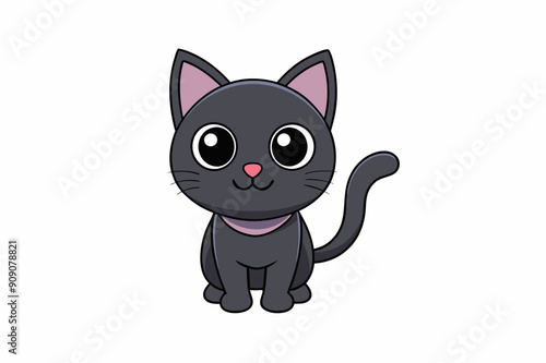 "A Cute Black Cat Vector Illustration"