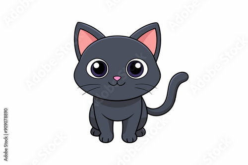 "A Cute Black Cat Vector Illustration"