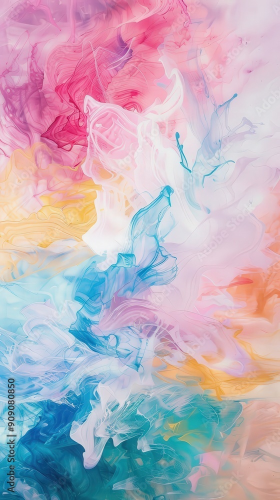 Fluid brush strokes blend together in soft pastel colors, creating an abstract composition full of movement and tranquility Fluid brush strokes blend together in soft pastel colors, creating an abstract composition full of movement and tranquility