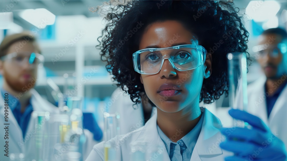 Portrait of a multicultural team of technicians and scientists ...
