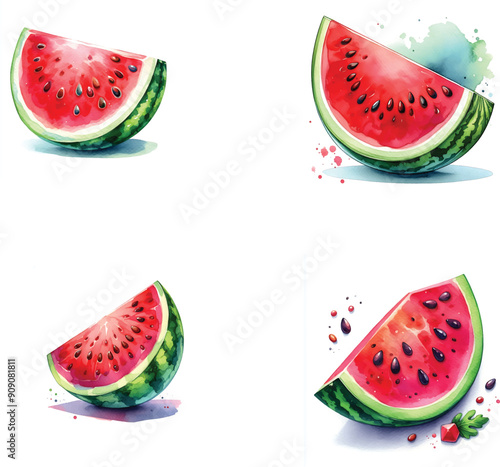 a collection of Watercolor Fruit and vegetable Vector Illustrator Artwork