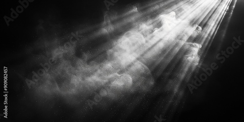 Futuristic Black and White Background with Rays