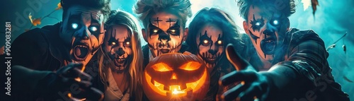 A spooky Halloween scene fe...