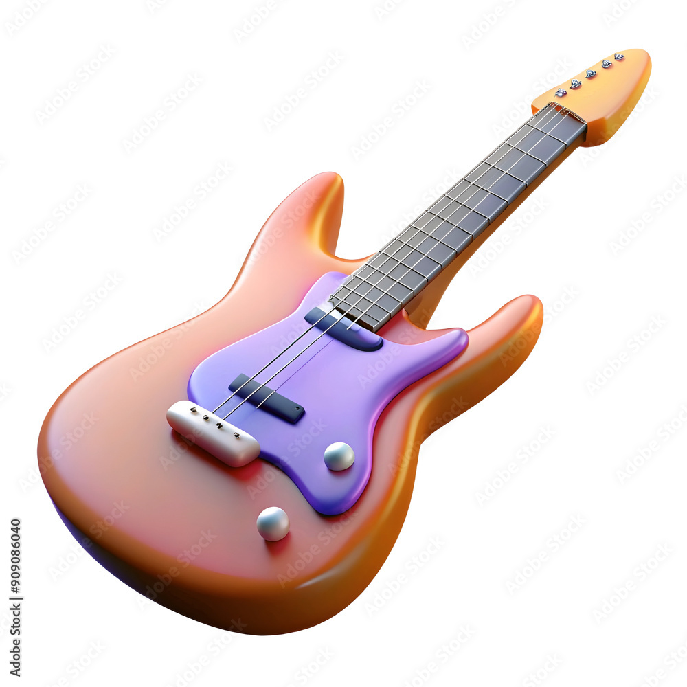 an electric guitar cartoon 3d rendering , an electric guitar cartoon 3d rendering ,