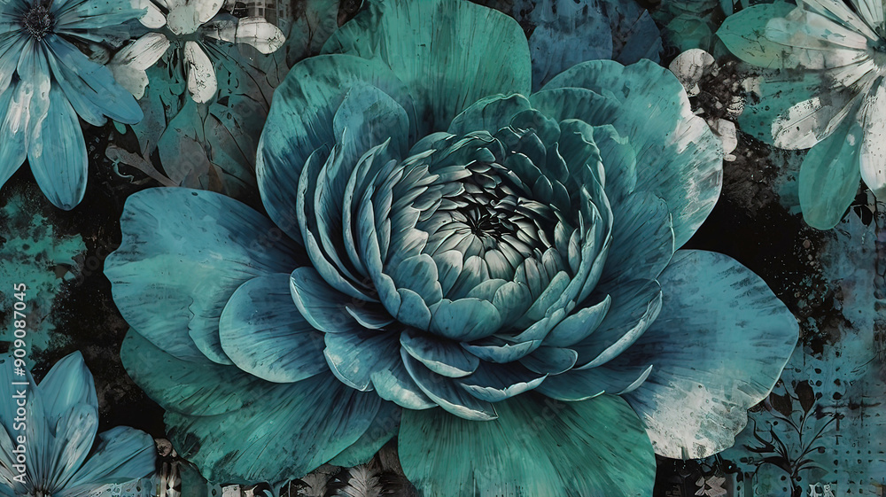 Fototapeta premium tricolor inspirational floral pattern, grunge texture for decoration or background,