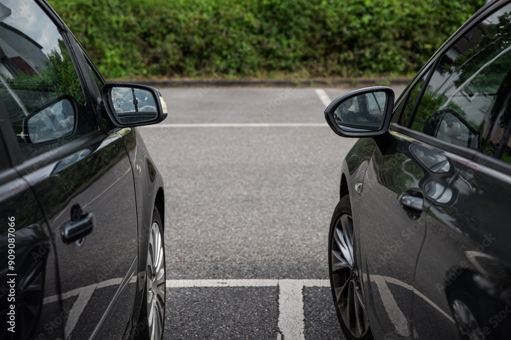 parking cars markings reflection varnish metallic paint parking cars markings reflection varnish metallic paint