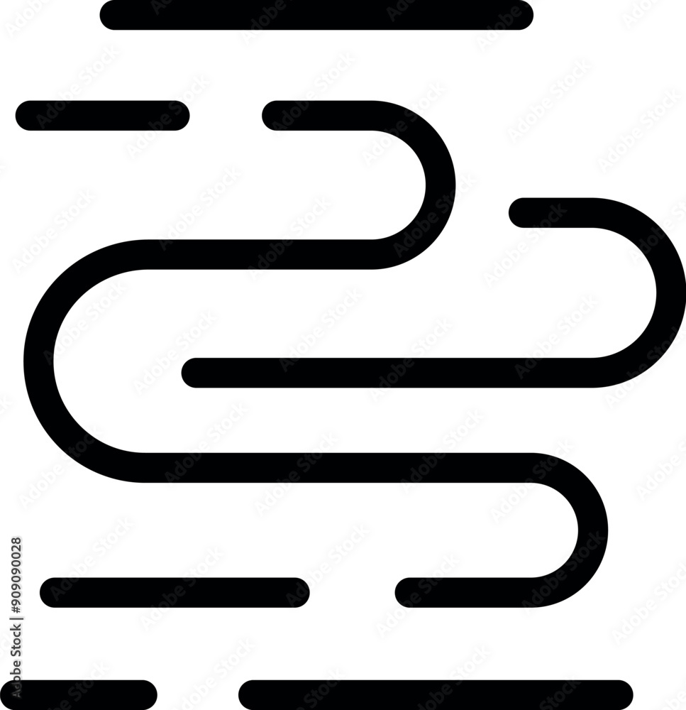 Simple and bold black wind lines icon representing airflow and meteorology Simple and bold black wind lines icon representing airflow and meteorology