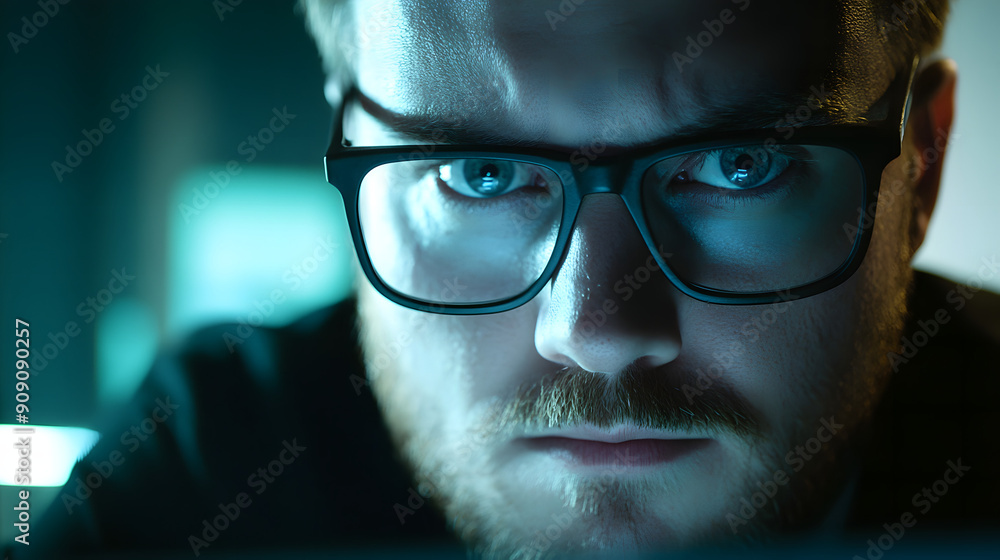 Determined Startup Founder Focused on Series B Pitch in Dimly Lit Office Determined Startup Founder Focused on Series B Pitch in Dimly Lit Office