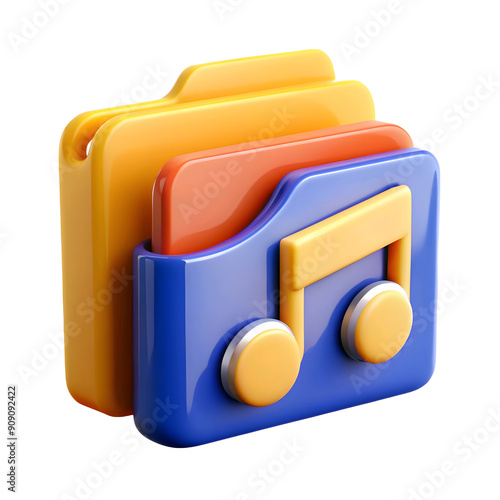 music folder cartoon 3d rendering , isolated on transparent background