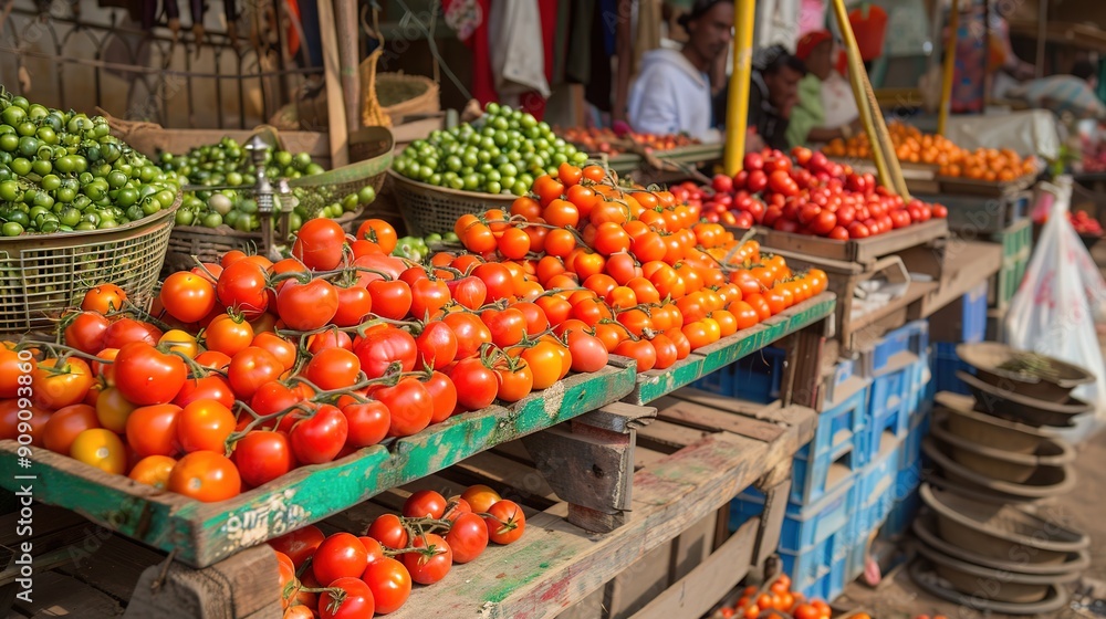 Fresh Cherry Tomatoes at the Market: Small, Round, and Vibrant, Featuring Their Genetic Blend of Wild and Domesticated Varieties Fresh Cherry Tomatoes at the Market: Small, Round, and Vibrant, Featuring Their Genetic Blend of Wild and Domesticated Varieties