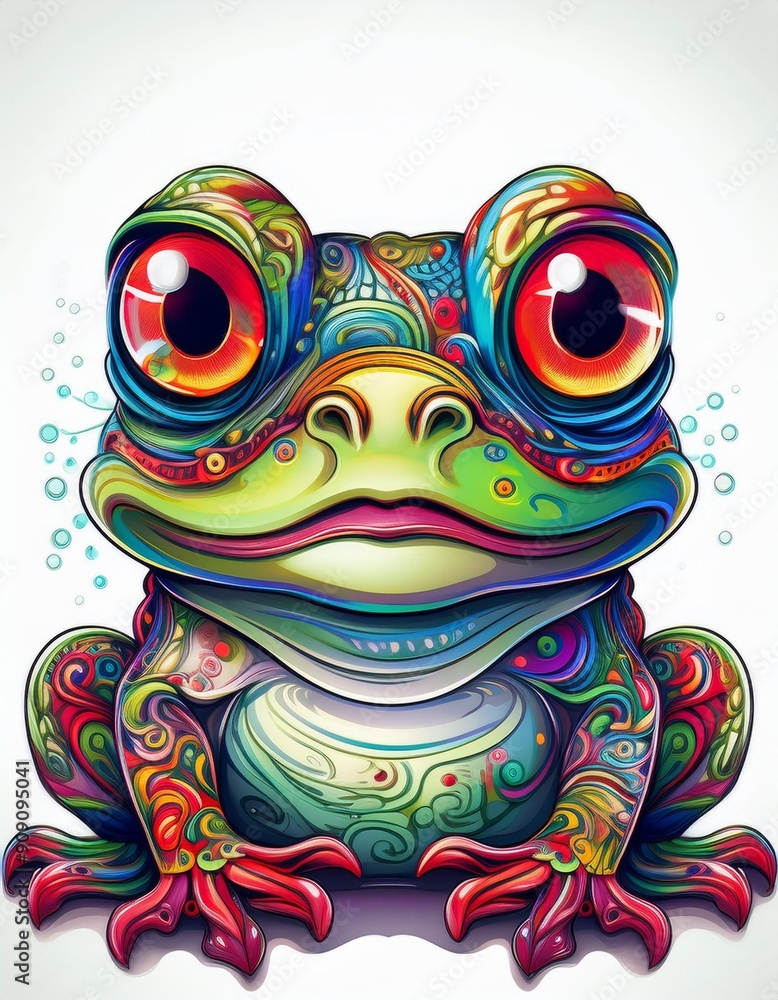 Psychadelic theme Frog. Spirit Animal totem guide illustration Psychadelic theme Frog. Spirit Animal totem guide illustration