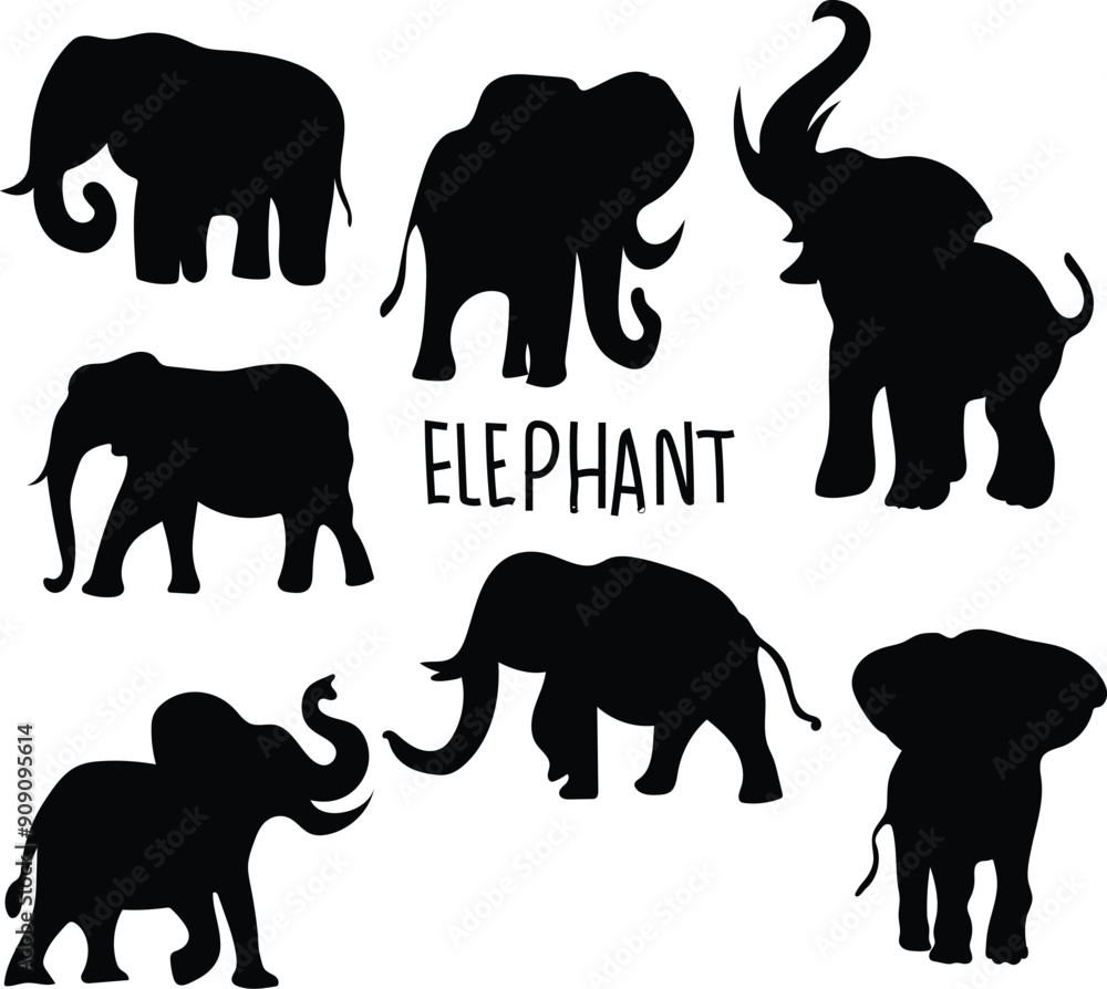 Naklejka premium set of elephants silhouettes