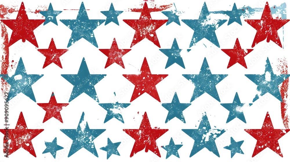 Red White and Blue Grunge Star Sticker Design Suitable for Shirt or Independence Day Red White and Blue Grunge Star Sticker Design Suitable for Shirt or Independence Day