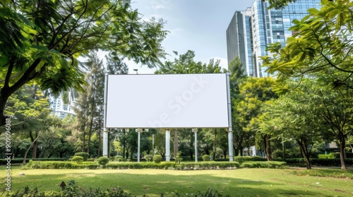 Wallpaper Mural Blank White Billboard in Urban Park Setting for Advertisement Display Torontodigital.ca