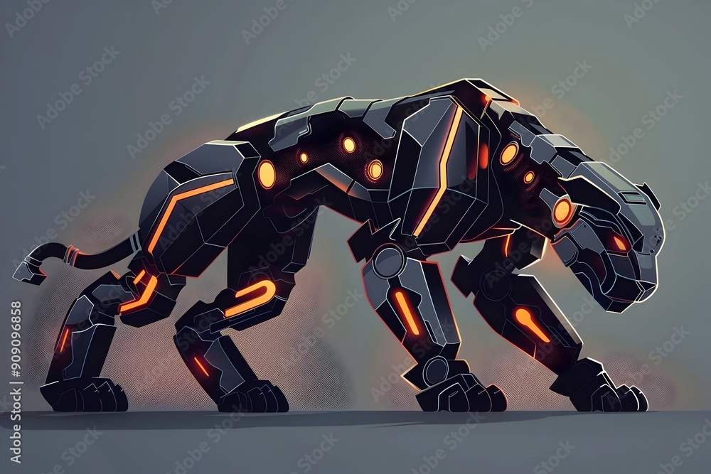 Futuristic Robotic Panther Logo Modern Emblem Design Futuristic Robotic Panther Logo Modern Emblem Design
