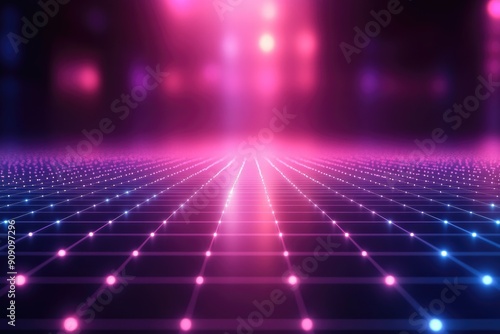 Futuristic 3D Digital Grid Perspective Background