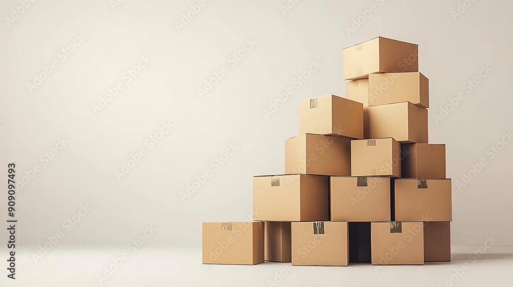 Organized Stack of Cardboard Boxes for Moving Organized Stack of Cardboard Boxes for Moving