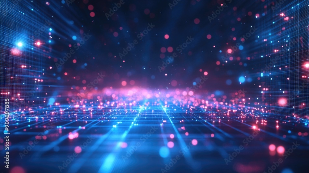 Illuminated Digital Grids in Abstract Artistic Display Illuminated Digital Grids in Abstract Artistic Display