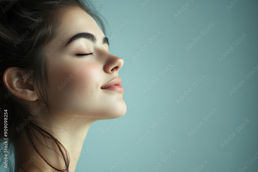 A close up of a girl's face with her eyes closed A close up of a girl's face with her eyes closed