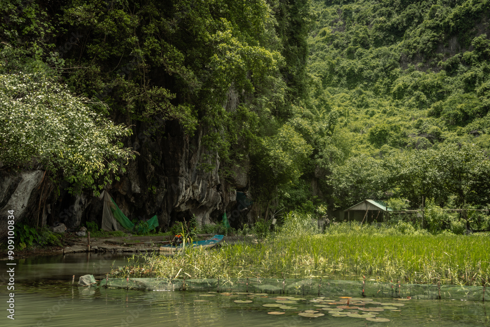 river landscape of Tam Coc-Bich Dong in Ninh Binh Province in Vietnam river landscape of Tam Coc-Bich Dong in Ninh Binh Province in Vietnam