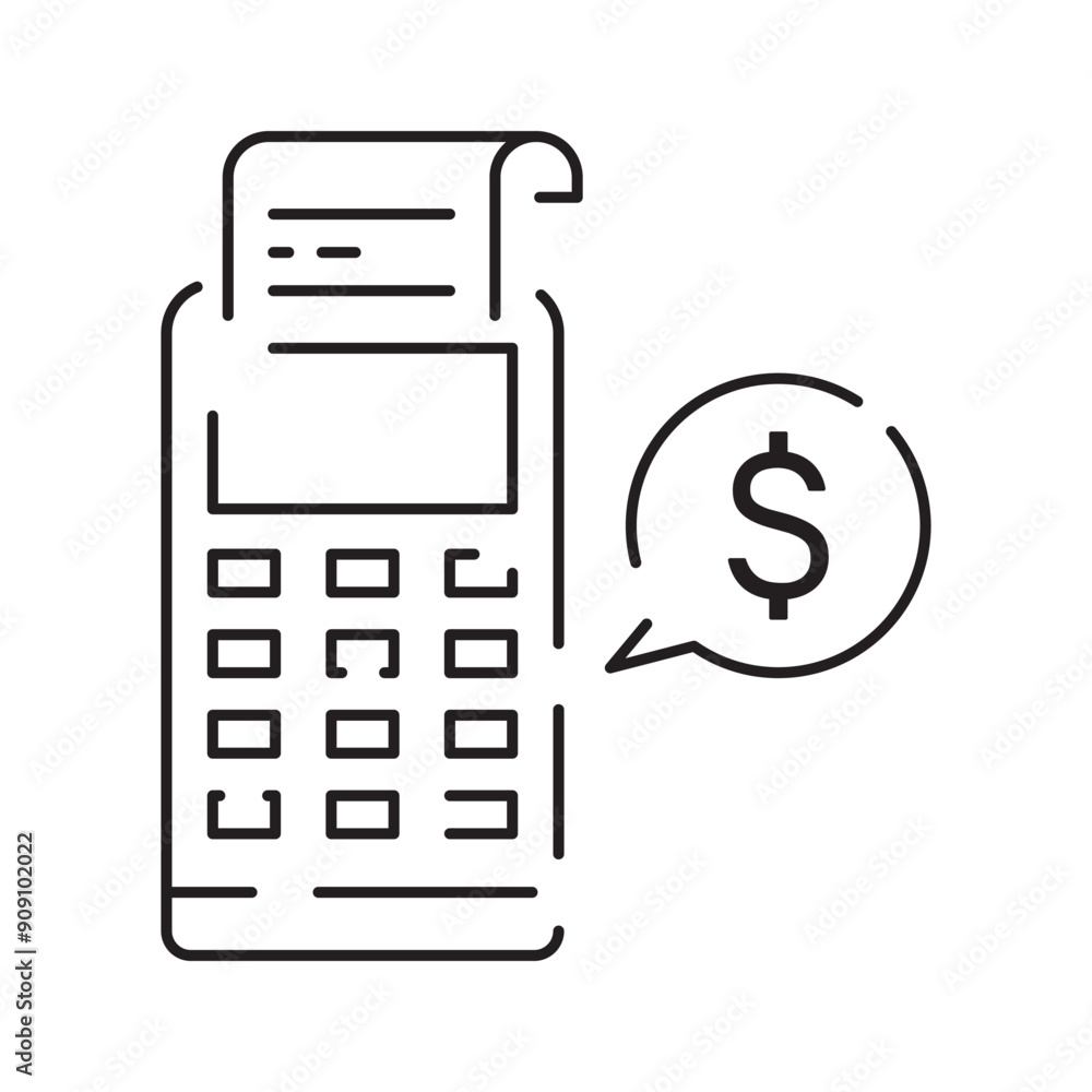 Banking, Payment Methods and Finance Related line icon with Pos Terminal, ATM Machine, Credit Card, Receipt Banking, Payment Methods and Finance Related line icon with Pos Terminal, ATM Machine, Credit Card, Receipt
