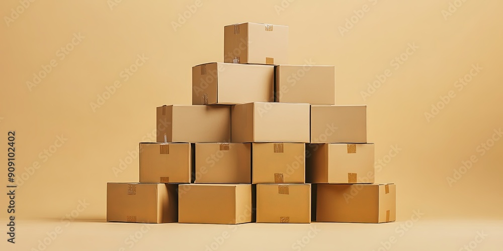 Organized Stack of Cardboard Boxes for Moving Organized Stack of Cardboard Boxes for Moving