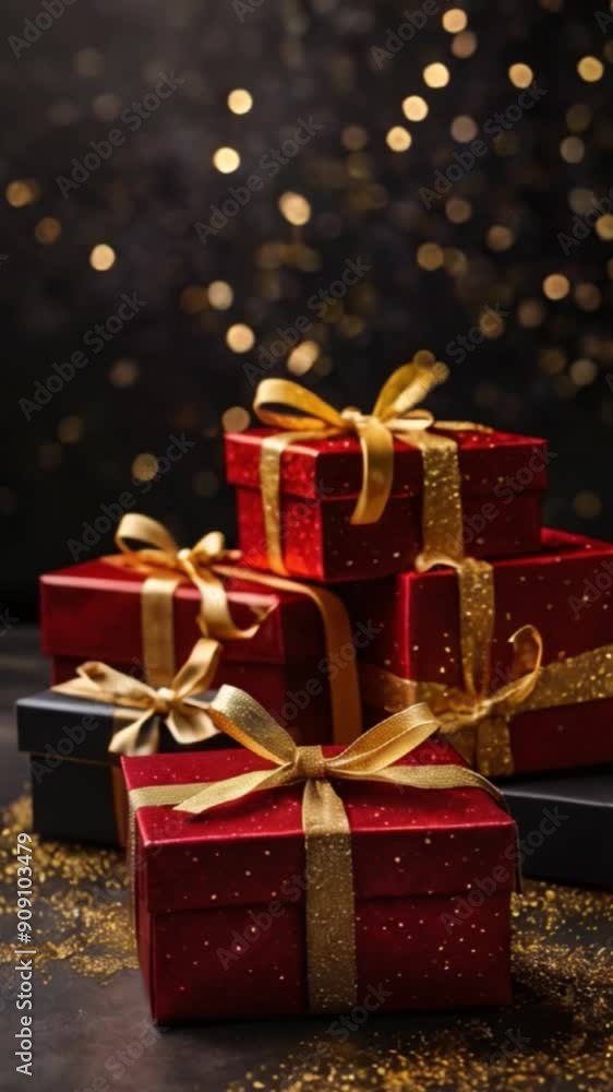 gift boxes on a festive background, place for text, template, banner for commecials, ads, greeting cards, video content, seasonal promotions gift boxes on a festive background, place for text, template, banner for commecials, ads, greeting cards, video content, seasonal promotions