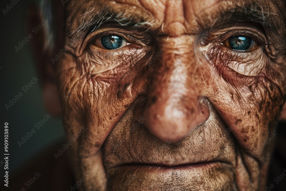 Close up portrait of old man with wrinkles Close up portrait of old man with wrinkles