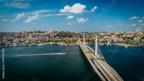 Photography Istanbul Golden Horn bridge and city view