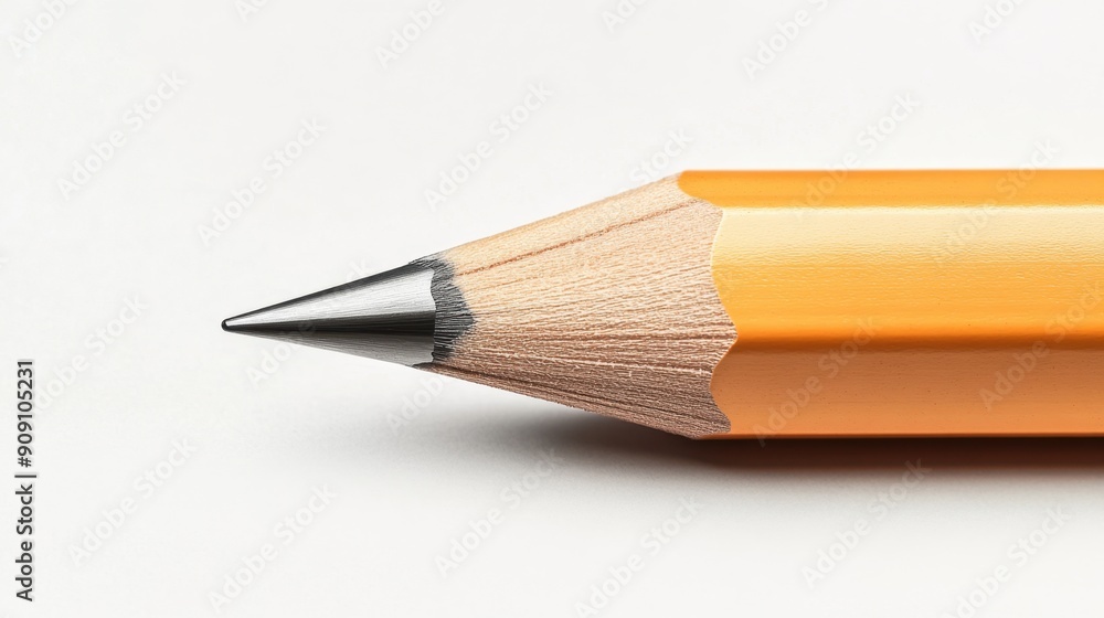 Obraz premium Detailed pencil with a sharpened tip, depicted against a plain background, emphasizing its utility and simplicity.
