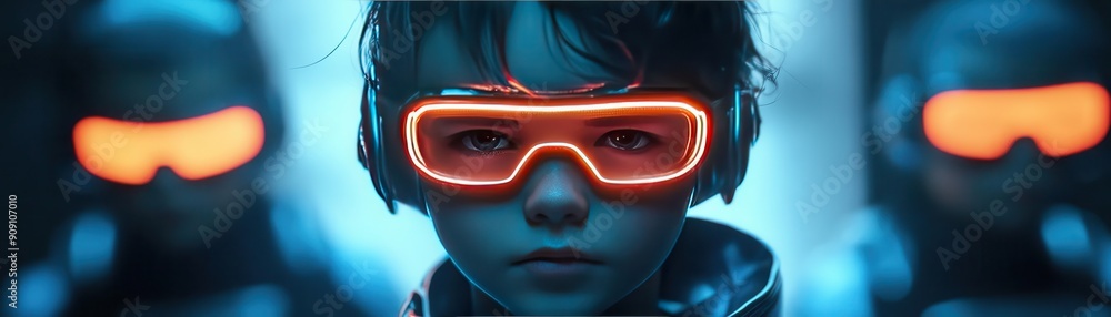 Futuristic kids with neon makeup, telling stories of space exploration, high contrast, sci-fi elements.--s 450 Futuristic kids with neon makeup, telling stories of space exploration, high contrast, sci-fi elements.--s 450