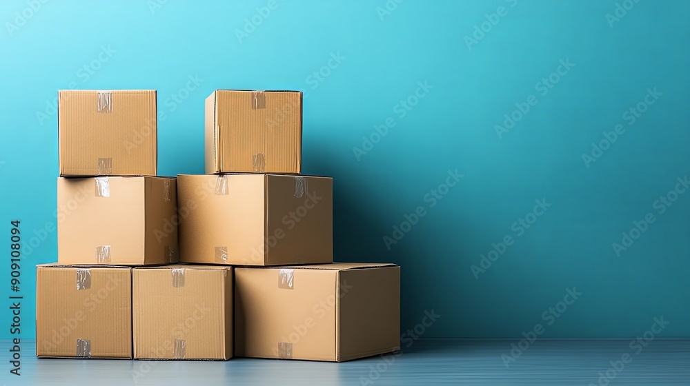 Organized Stack of Cardboard Boxes for Moving Organized Stack of Cardboard Boxes for Moving