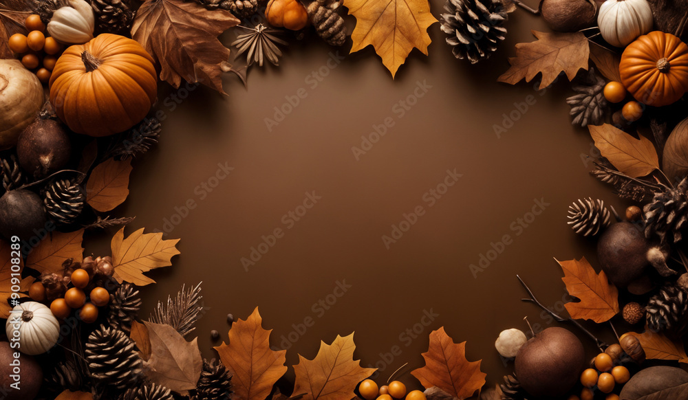 Fototapeta premium Brown minimalistic fall background with copy space