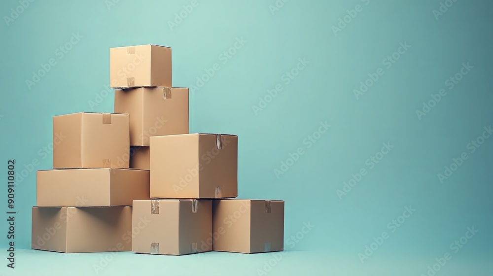 Organized Stack of Cardboard Boxes for Moving Organized Stack of Cardboard Boxes for Moving