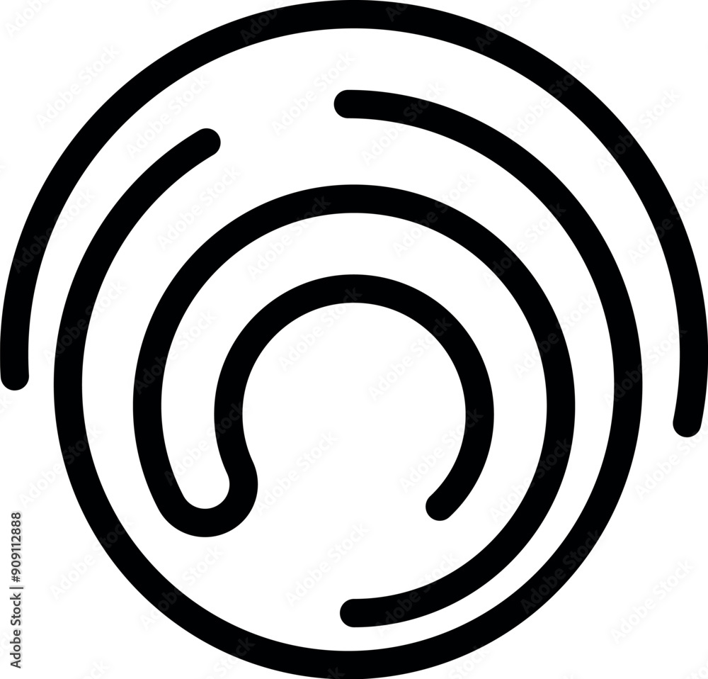 Black abstract element with lines swirling in circle creating hypnotic effect Black abstract element with lines swirling in circle creating hypnotic effect