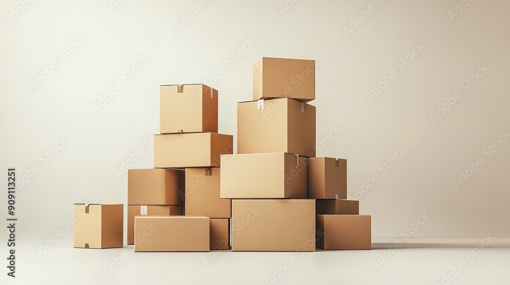 Organized Stack of Cardboard Boxes for Moving Organized Stack of Cardboard Boxes for Moving