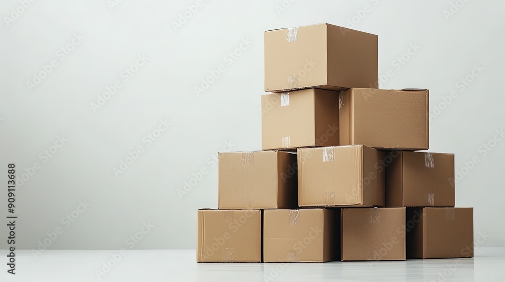Organized Stack of Cardboard Boxes for Moving Organized Stack of Cardboard Boxes for Moving