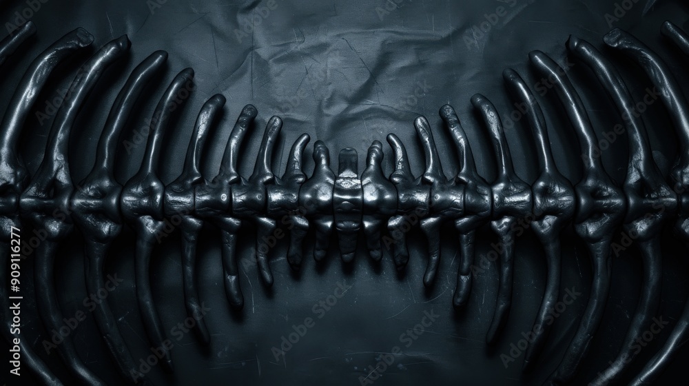 Abstract representation of a devilish rib cage with distorted shapes ...