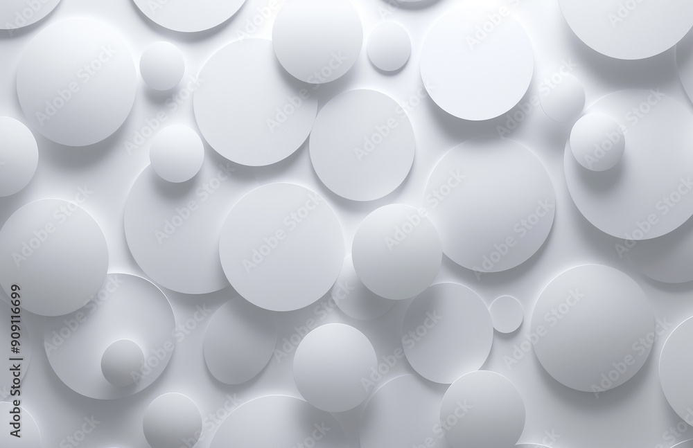 White abstract background with random circles creating geometric pattern White abstract background with random circles creating geometric pattern