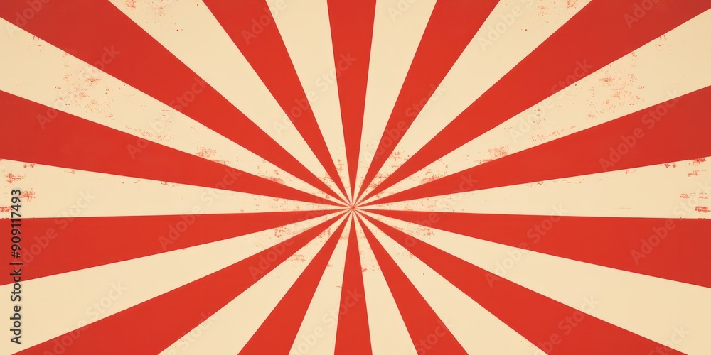 Fototapeta premium red and white sunburst patter. Retro circus background dirty