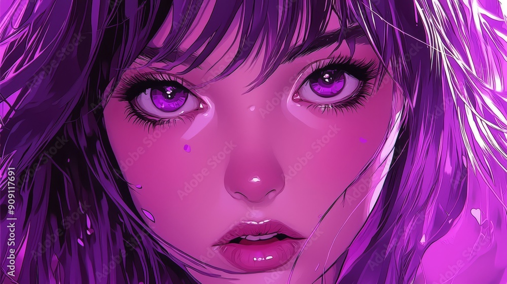 Illustration of cute anime girl face Illustration of cute anime girl face