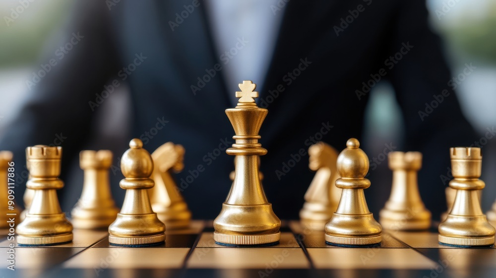 Chess King Dominating the Board in Strategic Business Concept. Chess King Dominating the Board in Strategic Business Concept.