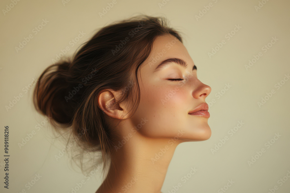 A close up of a girl's face with her eyes closed A close up of a girl's face with her eyes closed