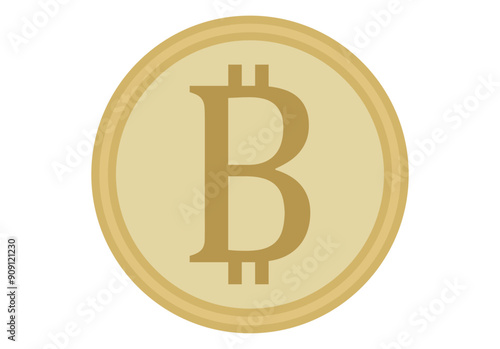 Moneda dorada de bitcoin en fondo blanco