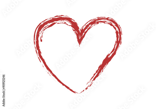 Corazón rojo de trazado de pincel