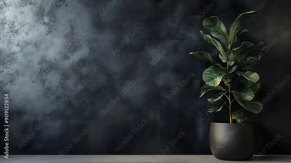 A dark and misty night scene featuring a plant in a pot A dark and misty night scene featuring a plant in a pot