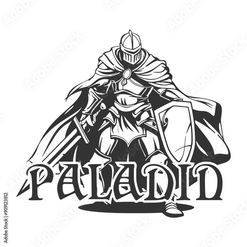 Paladin Illustration Clip Art Design Shape. Role Game Silhouette Icon Vector.	
