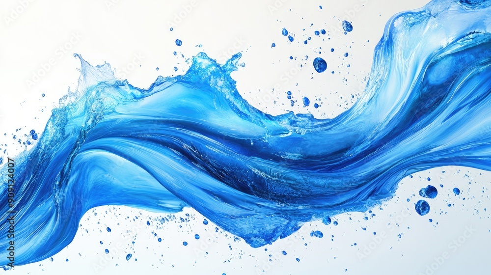 Energetic blue wave splash with clean edges on a white background Energetic blue wave splash with clean edges on a white background