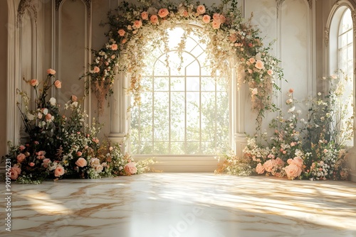 wedding background vintage castle wall generative AI