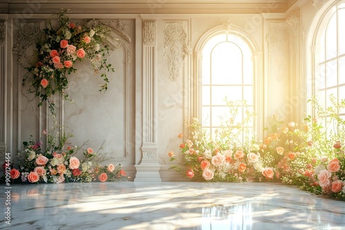wedding background vintage castle wall generative AI